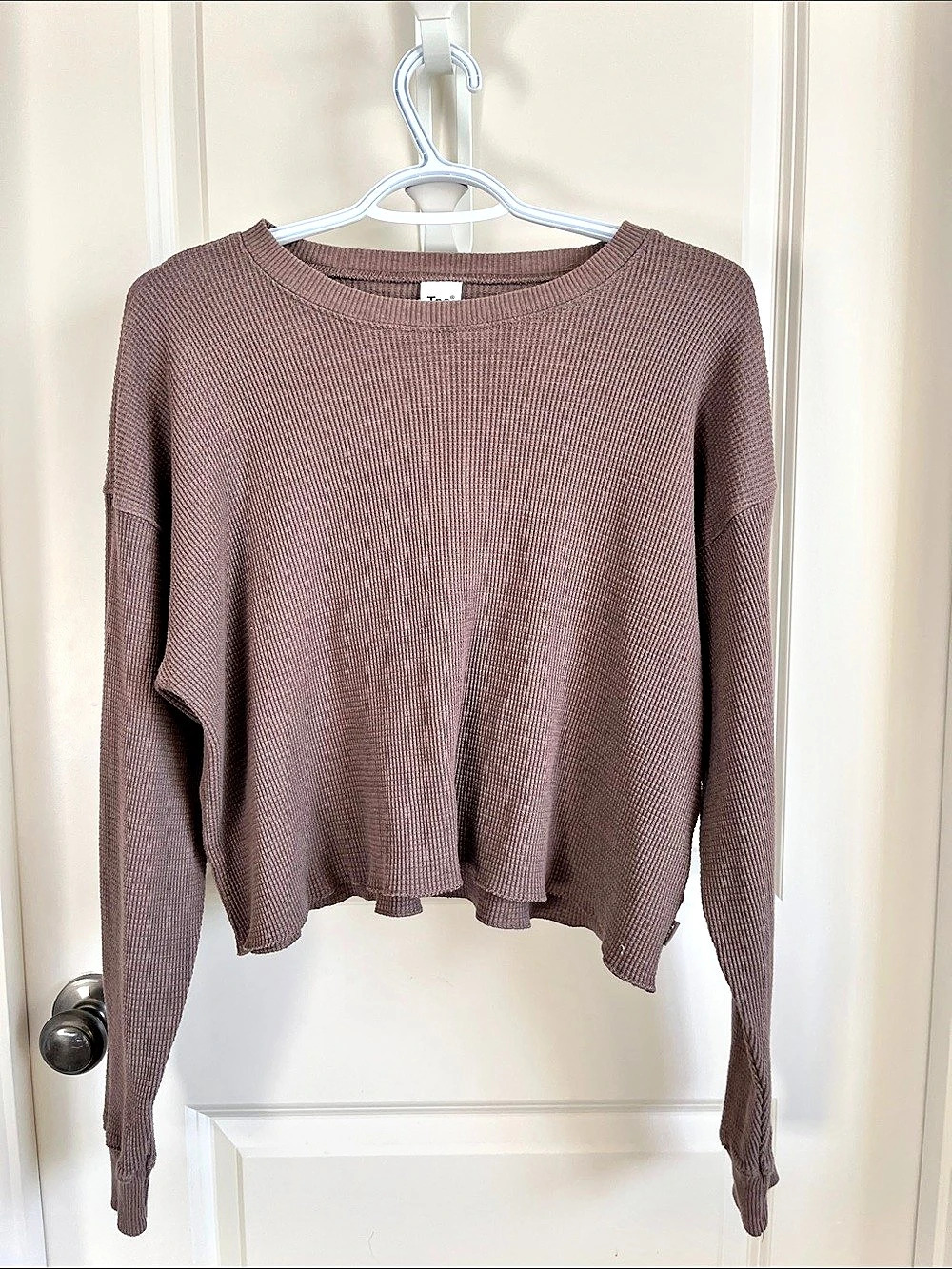 Tna Waffle Crew Boxy Longsleeve Brown Sweater Size Medium
